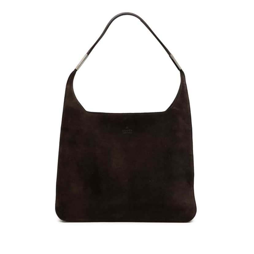 Gucci Suede Shoulder Bag Brown Leather Good condition - Front View