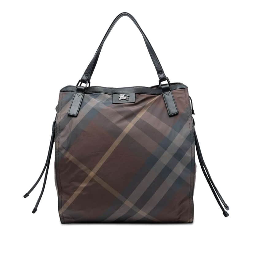 Burberry Supernova Check Nylon Buckleigh Tote Brown Very good condition - Front View