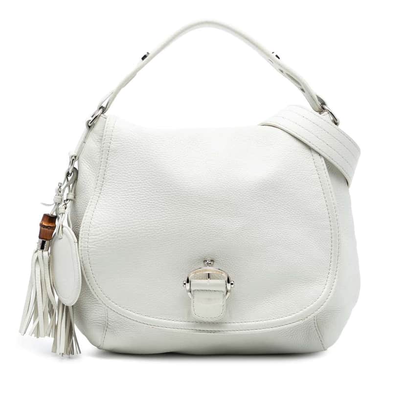 Gucci Large Calfskin Techno Horsebit Satchel White Leather Good condition - Front View