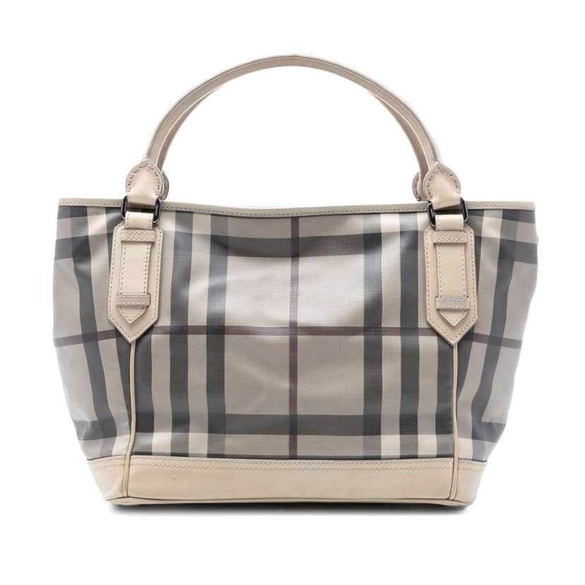 Burberry Smoked Check Coated Canvas Handbag Brown Canvas Very good condition - Front View