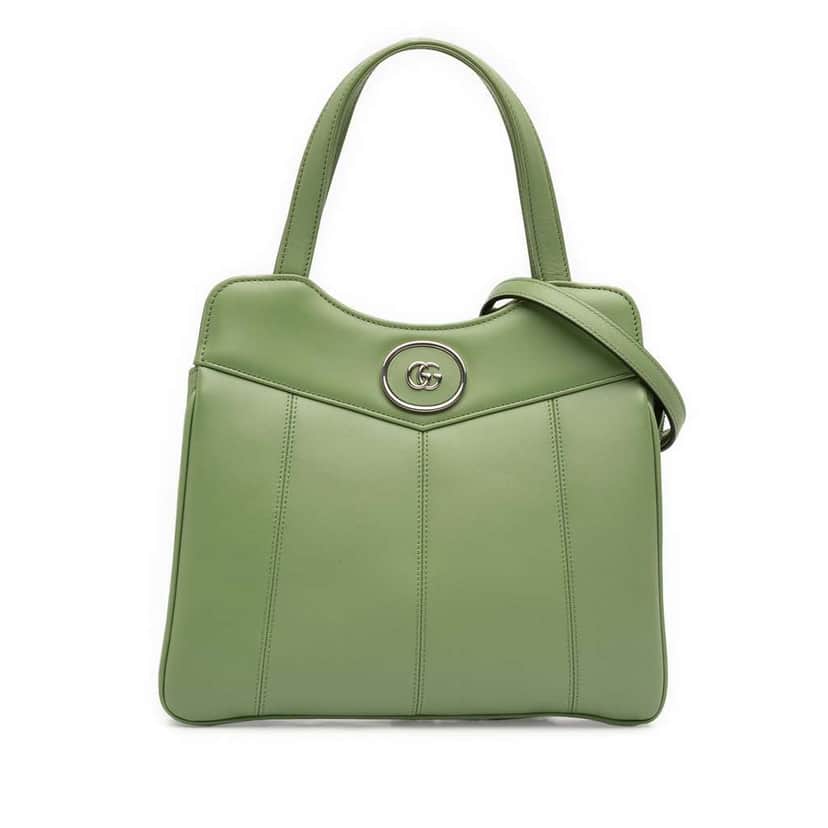 Gucci Small Leather Petite GG Tote Green Leather Very good condition - Front View