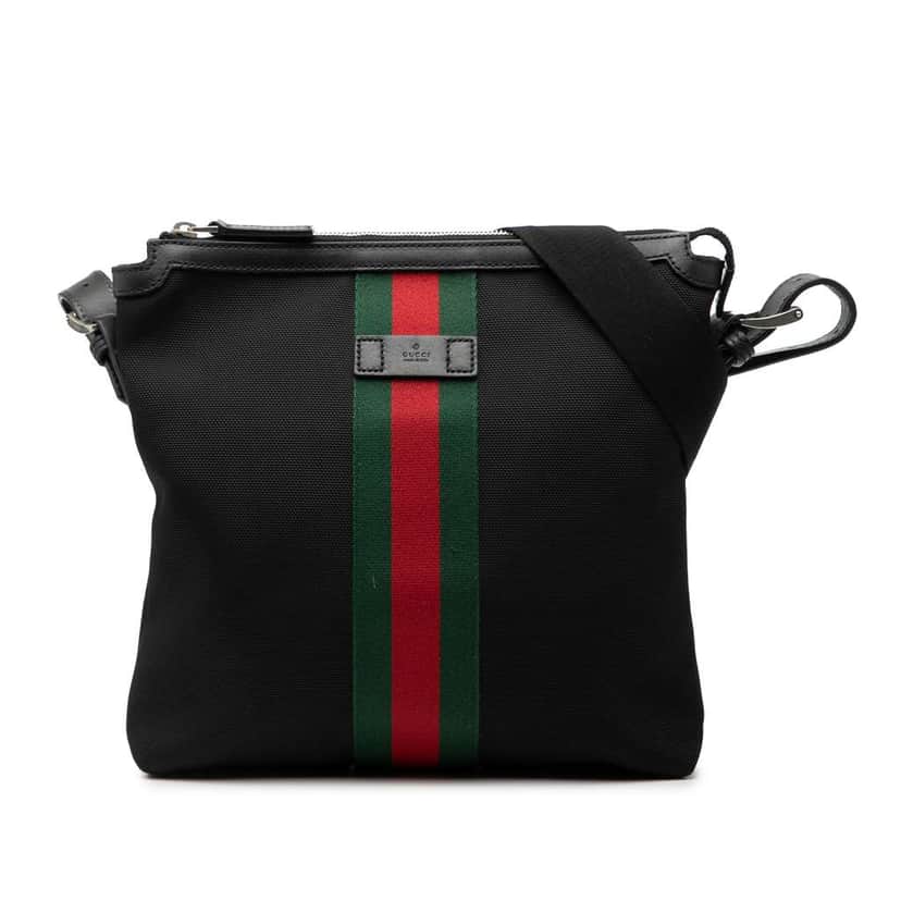 Gucci GG Techno Canvas Web Messenger Bag Black Canvas Very good condition - Front View