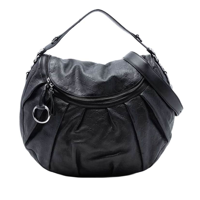 Gucci Guccissima Icon Bit Satchel Black Leather Very good condition - Front View