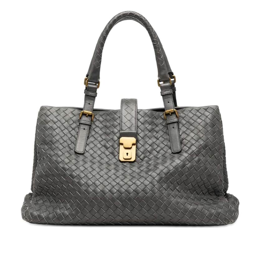 Bottega Veneta Medium Nappa Intrecciato Roma Tote Grey Leather Good condition - Front View