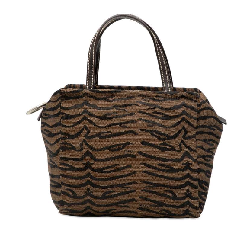 Fendi Canvas Zebra Print Handbag Brown Canvas Very good condition - Front View
