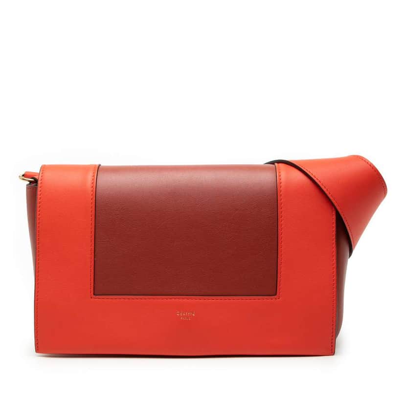Celine Medium Shiny Smooth Calfskin Frame Shoulder Bag Red Leather Very good condition - Front View