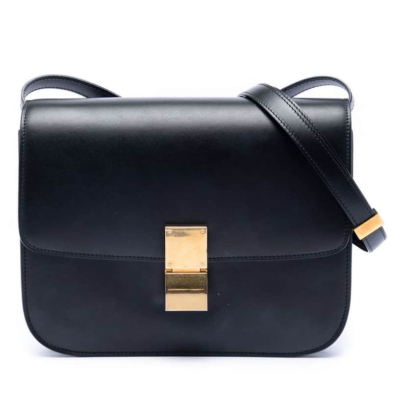 Celine Medium Calfskin Classic Box Black Leather Very good condition - Front View
