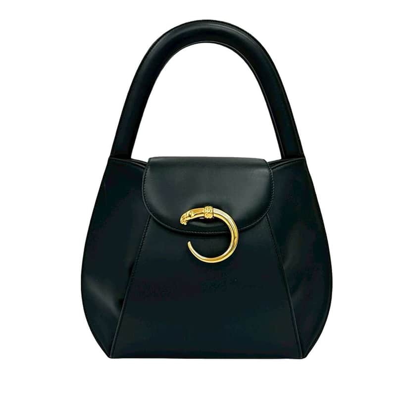 Cartier Leather Panthere Handbag Black Leather Good condition - Front View