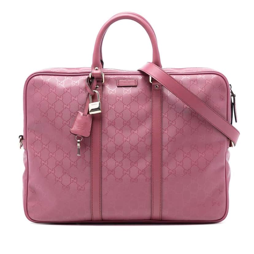 Gucci GG Imprime Business Bag Pink Canvas Good condition - Front View