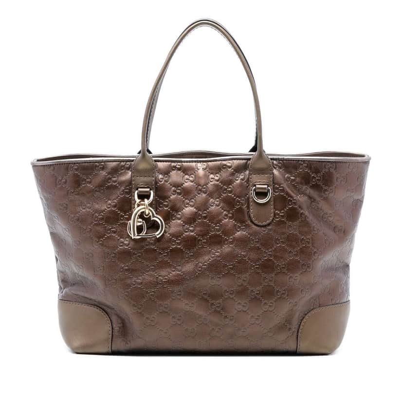 Gucci Metallic Guccissima Heart Bit Tote Brown Leather Very good condition - Front View
