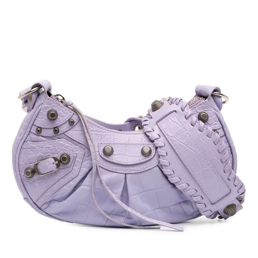 Balenciaga Croc Embossed Leather Motocross Le Cagole XS Purple Leather Very good condition - Front View