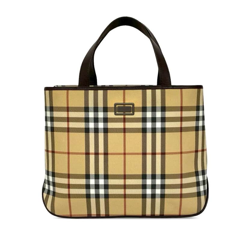 Burberry House Check Canvas Handbag Brown Canvas Good condition - Front View