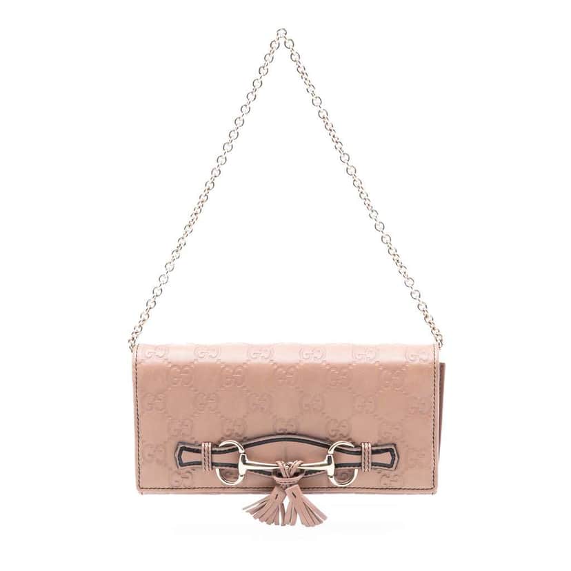 Gucci Guccissima Emily Wallet On Chain Brown Leather Very good condition - Front View