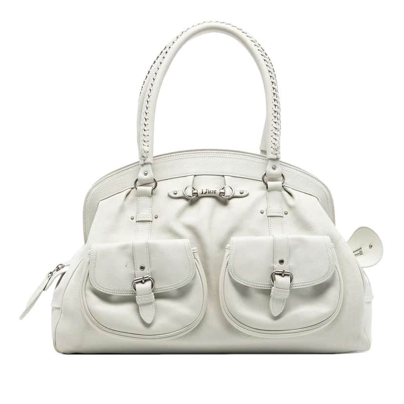 Dior Large Calfskin My Dior Frame Handbag White Leather Very good condition - Front View