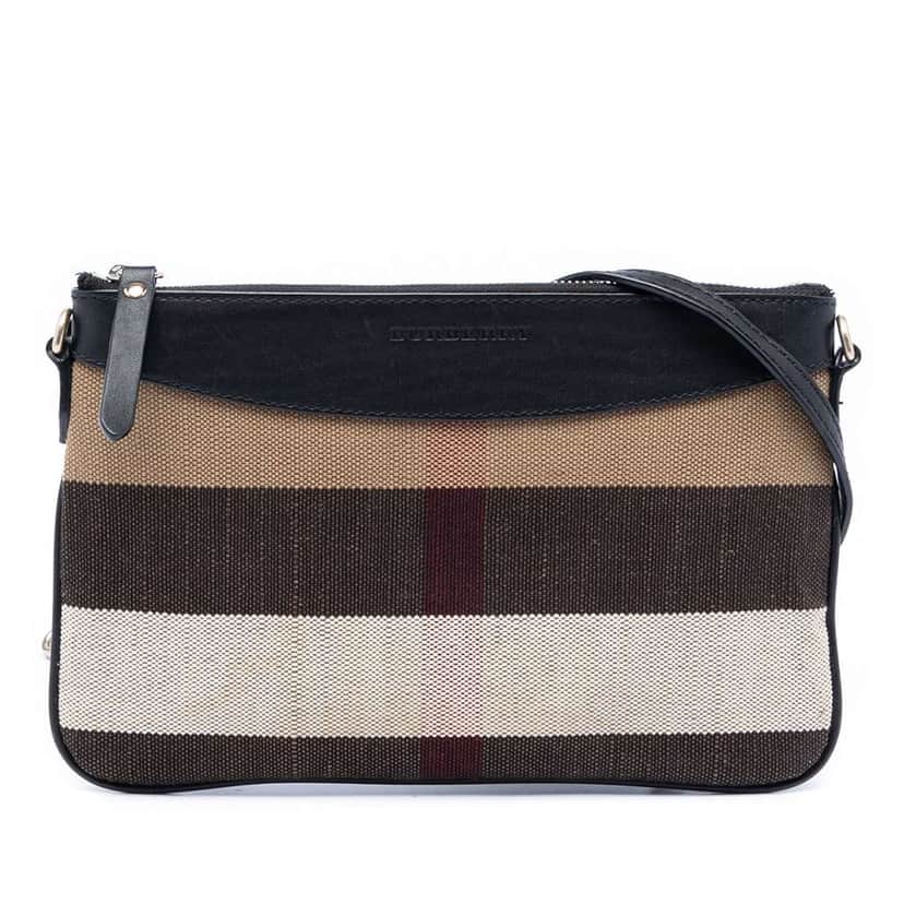 Burberry Mega Check Canvas Peyton Crossbody Brown Canvas Very good condition - Front View