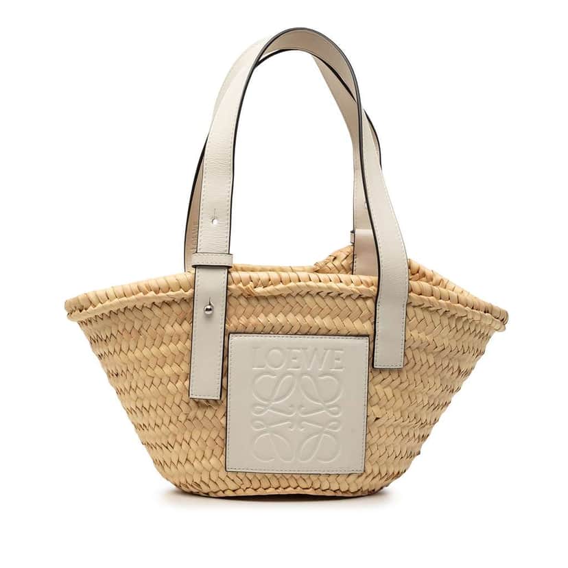 Loewe Small Raffia Anagram Basket Tote Brown Very good condition - Front View