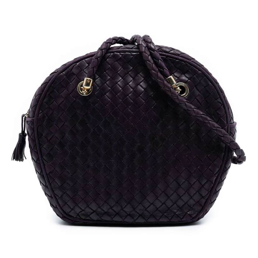 Bottega Veneta Nappa Intrecciato Crossbody Purple Leather Very good condition - Front View