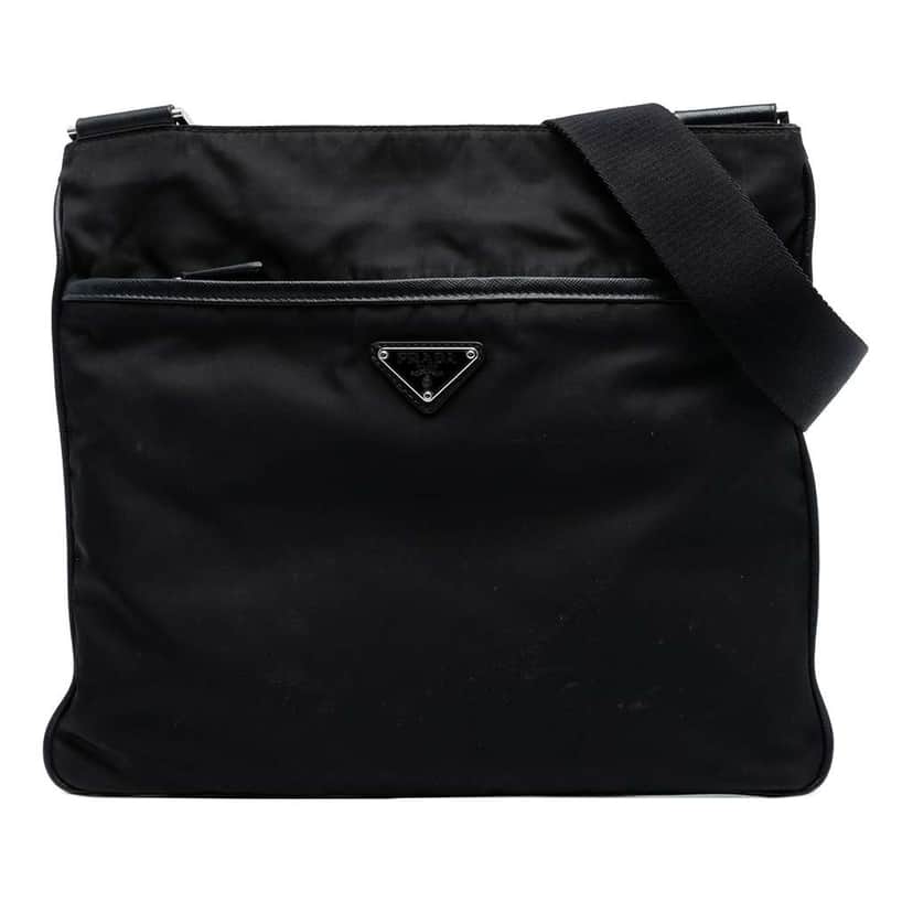 Prada Tessuto Zip Top Crossbody Black Good condition - Front View