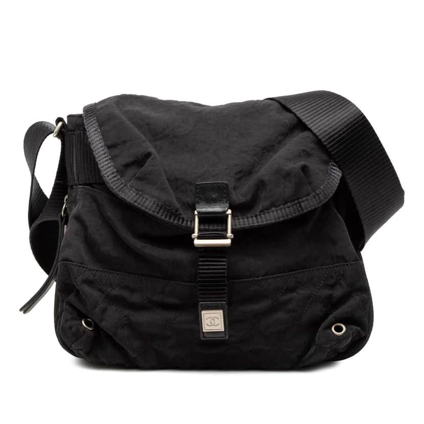Chanel CC Nylon Sport Line Buckle Flap Crossbody Black Very good condition - Front View