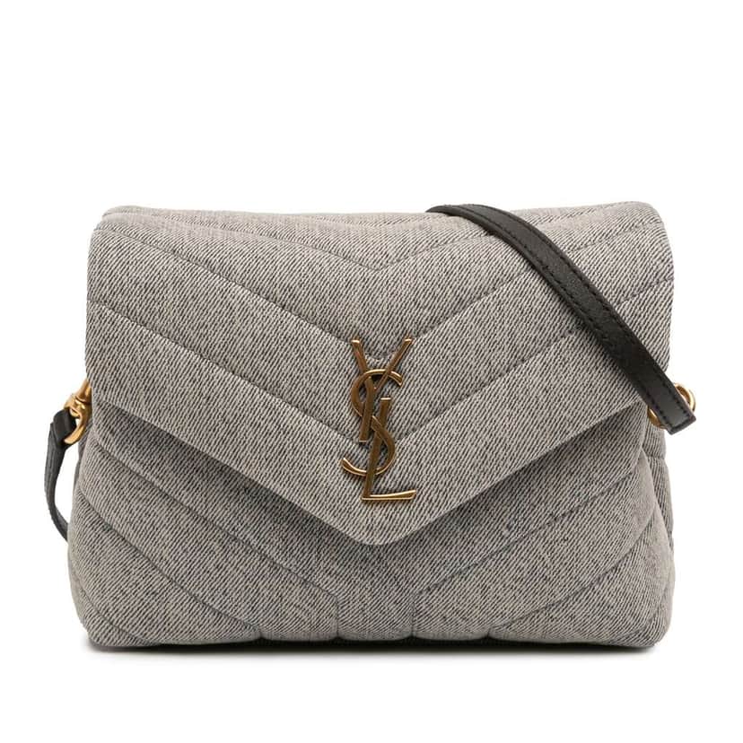 Saint Laurent Toy Matelasse Denim Monogram LouLou Crossbody Blue Denim Good condition - Front View