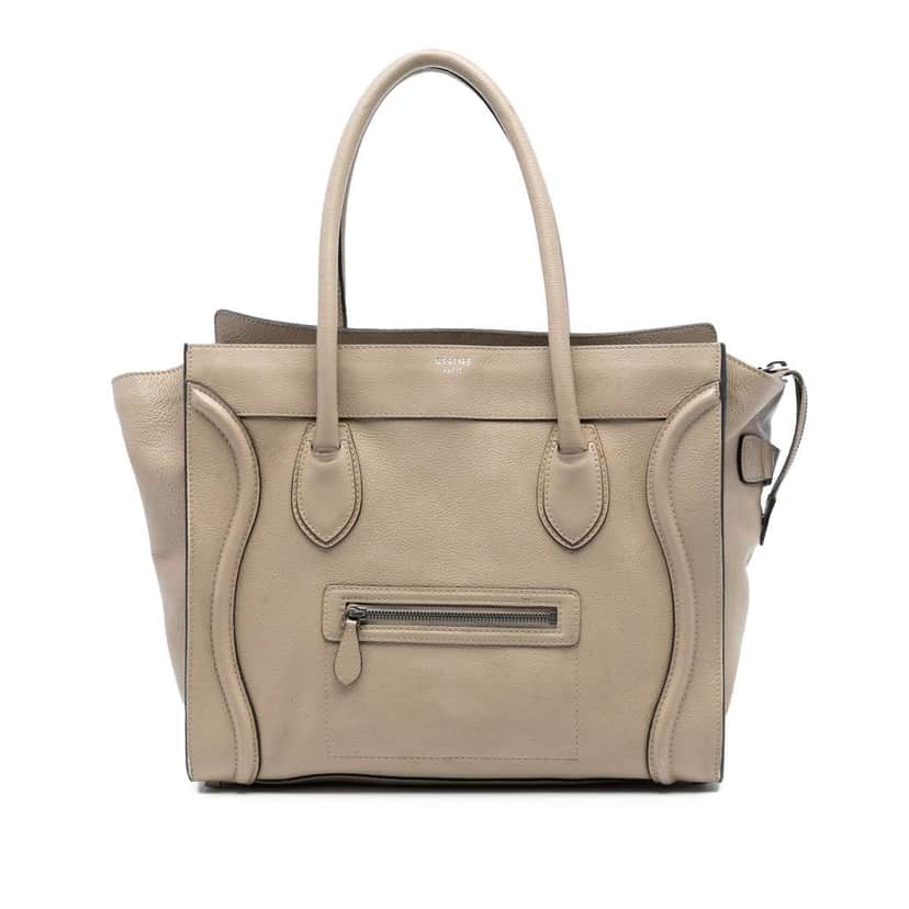 Celine Mini Leather Luggage Tote Brown Leather Good condition - Front View