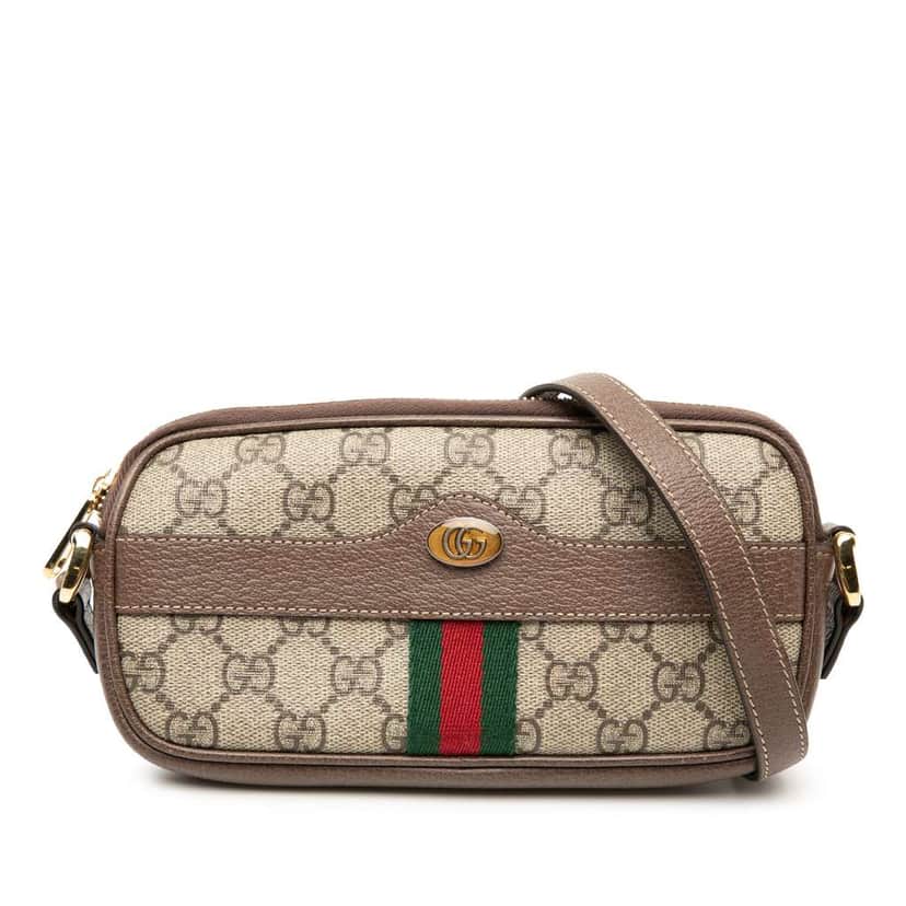 Gucci Mini GG Supreme Web Ophidia Crossbody Brown Canvas Very good condition - Front View