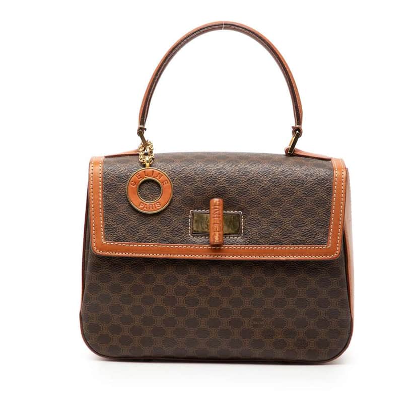 Celine Macadam Coated Canvas Satchel Brown Canvas Good condition - Front View