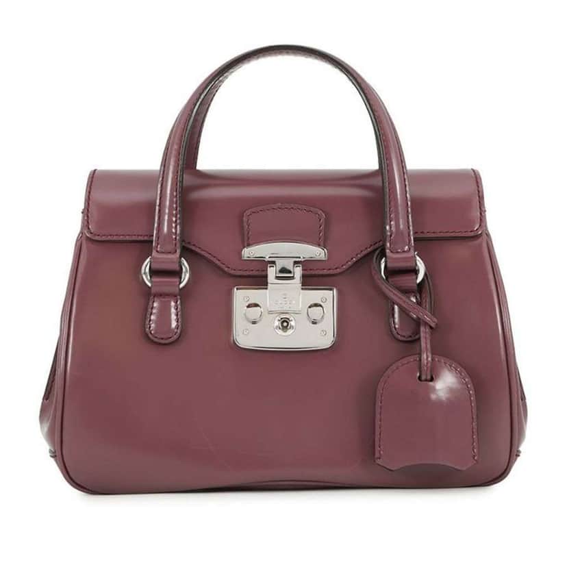 Gucci Smooth Calfskin Lady Lock Handbag Purple Leather Very good condition - Front View