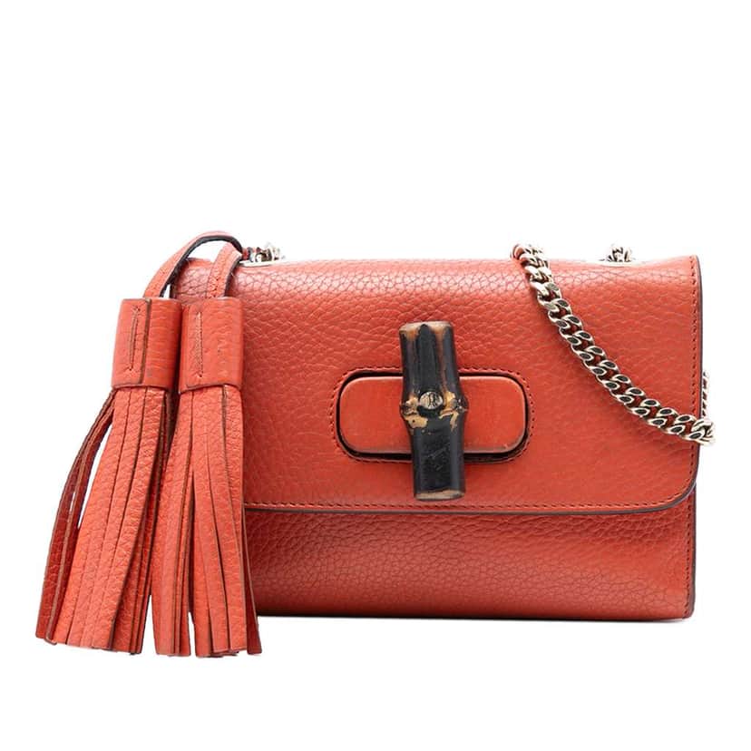 Gucci Small Leather Miss Bamboo Crossbody Orange Leather Very good condition - Front View