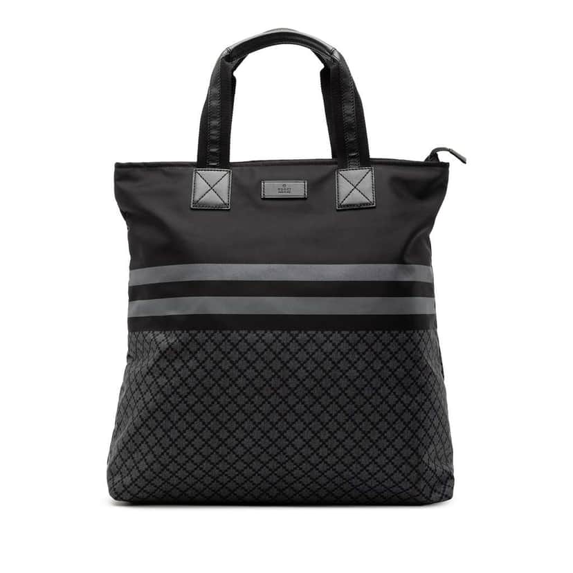Gucci Diamante Nylon Web Tote Black Very good condition - Front View