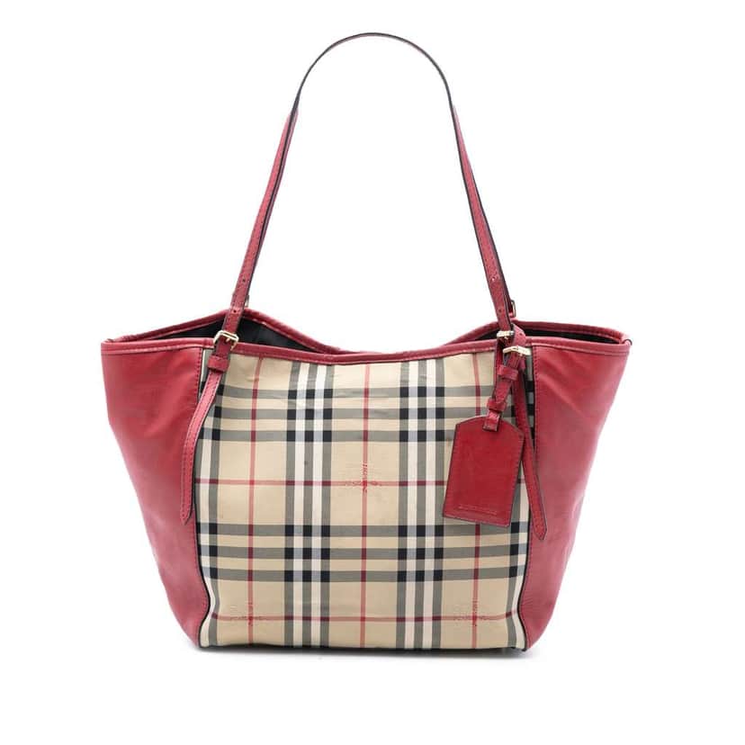 Burberry Small Haymarket Check Canvas and Leather Canterbury Tote Brown Canvas Very good condition - Front View