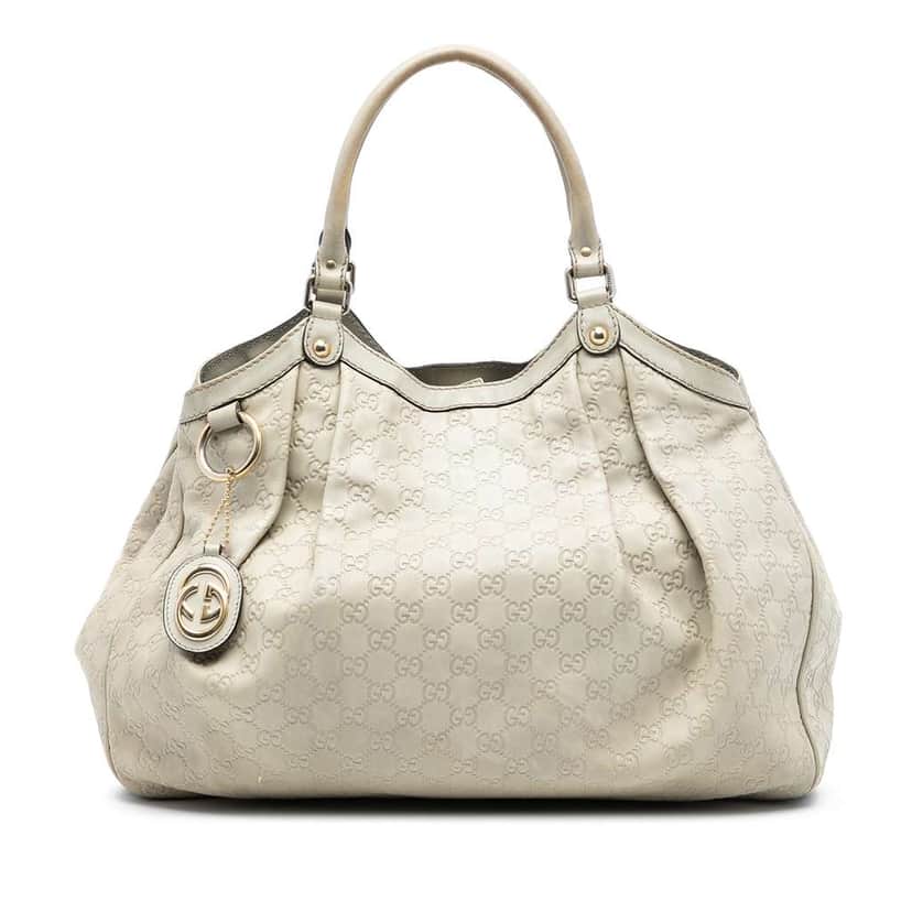 Gucci Large Guccissima Sukey Tote White Leather Very good condition - Front View