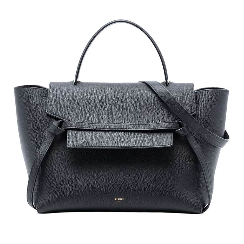 Celine Mini Grained Calfskin Belt Bag Black Leather Good condition - Front View