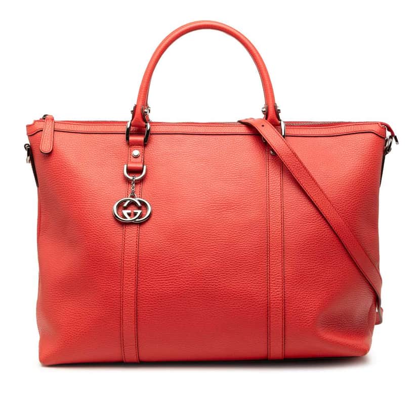 Gucci Leather GG Charm Satchel Red Leather Very good condition - Front View