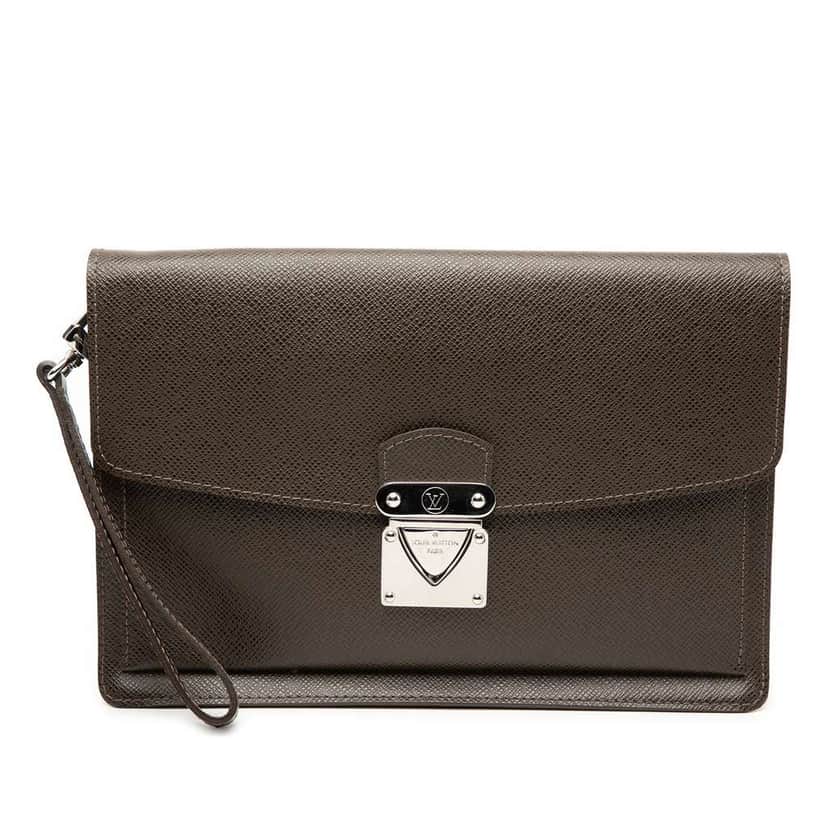 Louis Vuitton Taiga Belaia Clutch Brown Leather Good condition - Front View