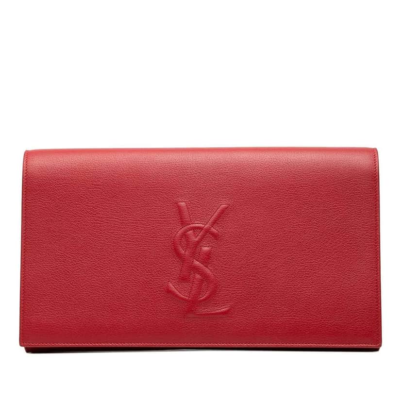 Saint Laurent Large Leather Belle de Jour Clutch Red Leather Very good condition - Front View