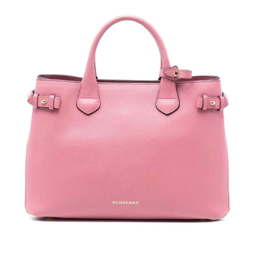 Burberry Medium Leather and House Check Banner Satchel Pink Leather Good condition - Front View