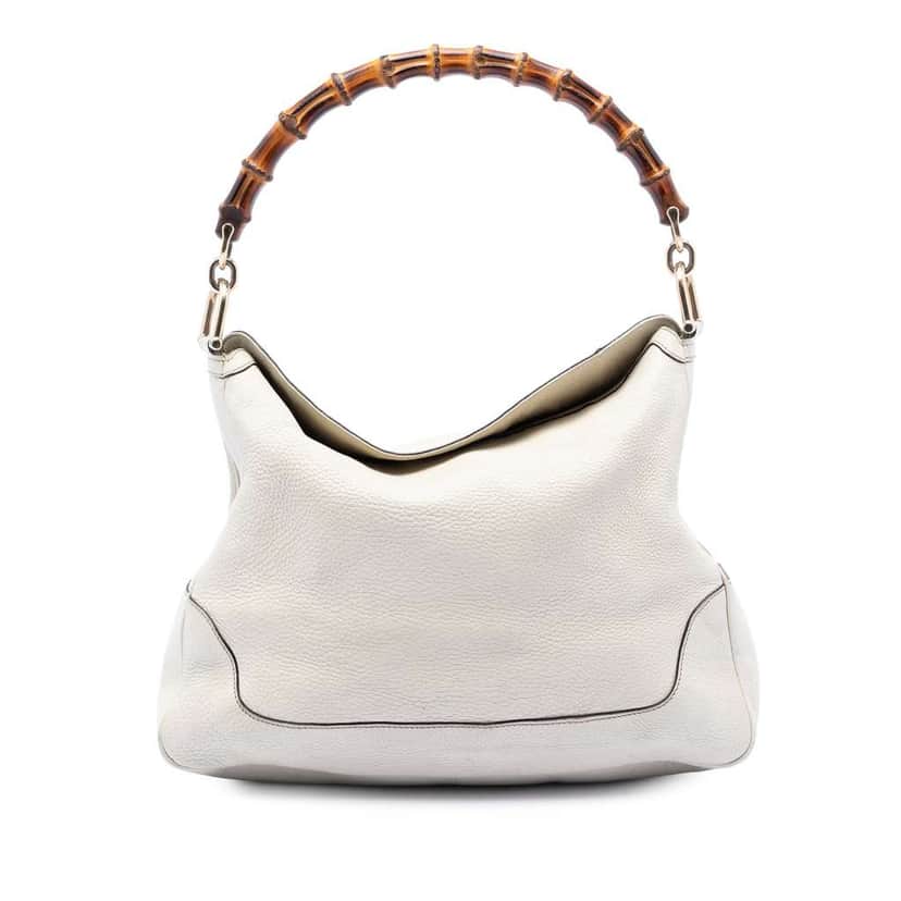 Gucci Calfskin Bamboo Diana Satchel White Leather Very good condition - Front View