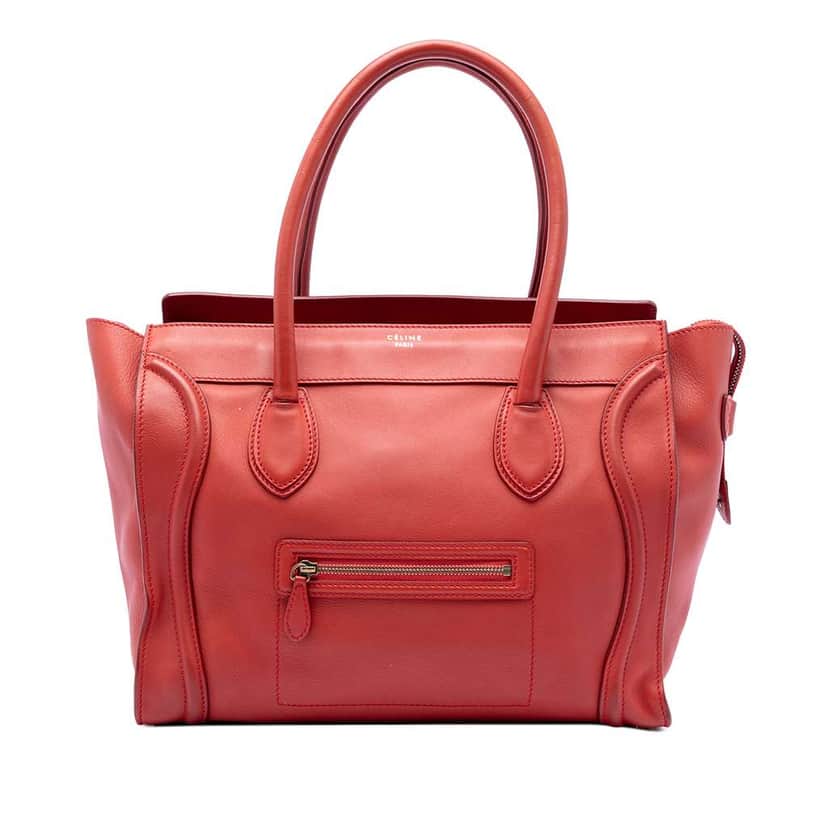 Celine Mini Leather Luggage Tote Red Leather Very good condition - Front View