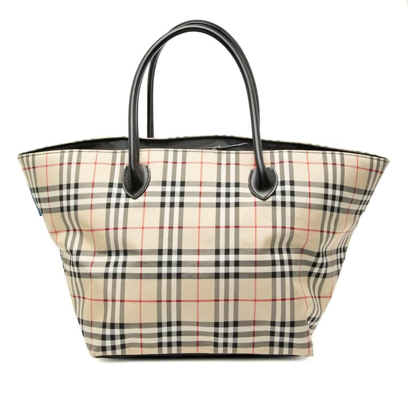Burberry House Check Canvas Tote Brown Canvas Good condition - Front View