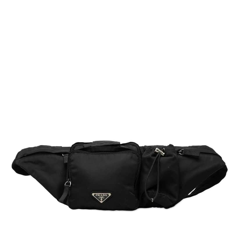 Prada Tessuto Multi Pocket Belt Bag Black Good condition - Front View