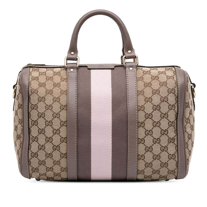 Gucci Medium GG Canvas Web Joy Boston Bag Brown Canvas Very good condition - Front View