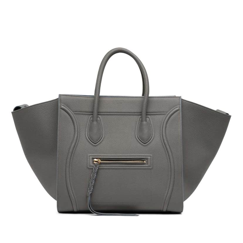 Celine Medium Leather Phantom Luggage Tote Grey Leather Good condition - Front View
