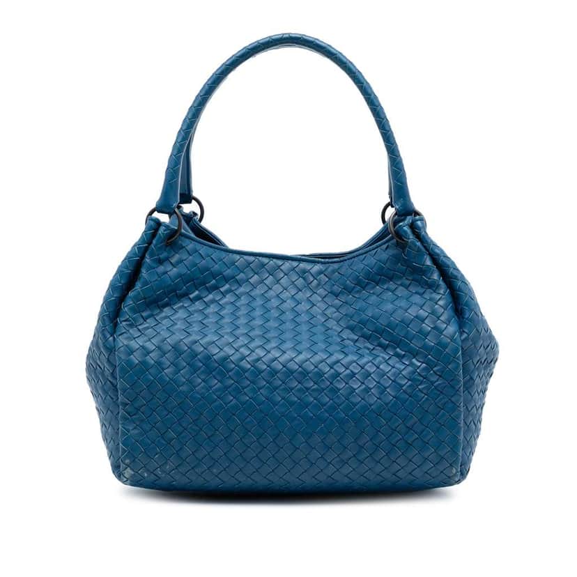 Bottega Veneta Nappa Intrecciato Parachute Tote Blue Leather Very good condition - Front View