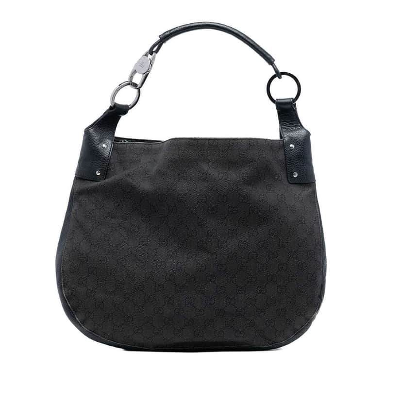 Gucci GG Denim Shoulder Bag Black Denim Very good condition - Front View
