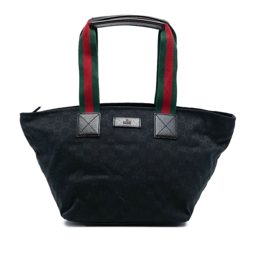 Gucci GG Canvas Web Tote Blue Canvas Very good condition - Front View