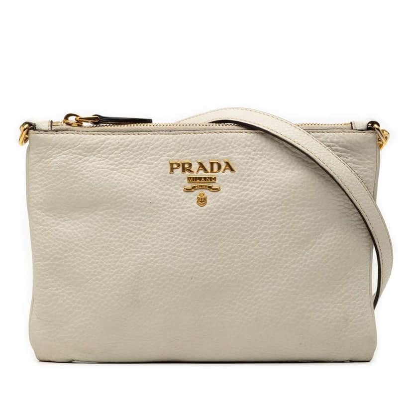 Prada Vitello Daino Crossbody White Leather Very good condition - Front View