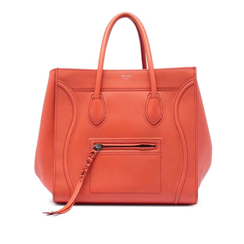 Celine Medium Leather Phantom Luggage Tote Orange Leather Very good condition - Front View