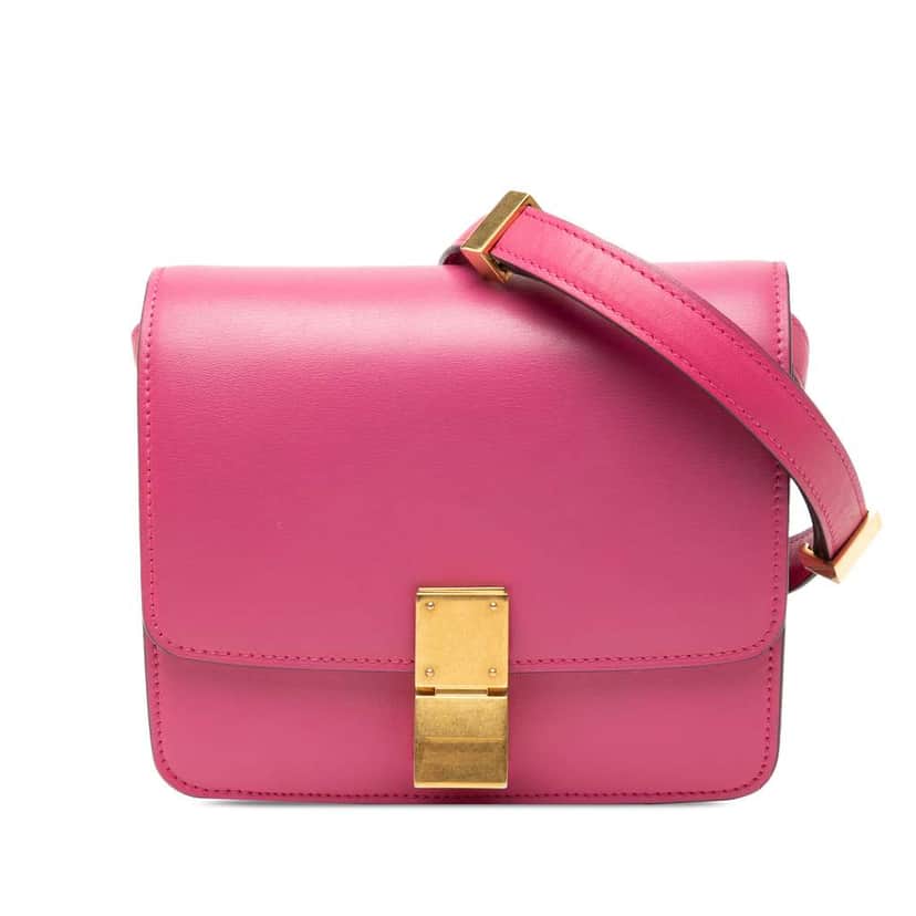 Celine Small Calfskin Classic Box Pink Leather Very good condition - Front View