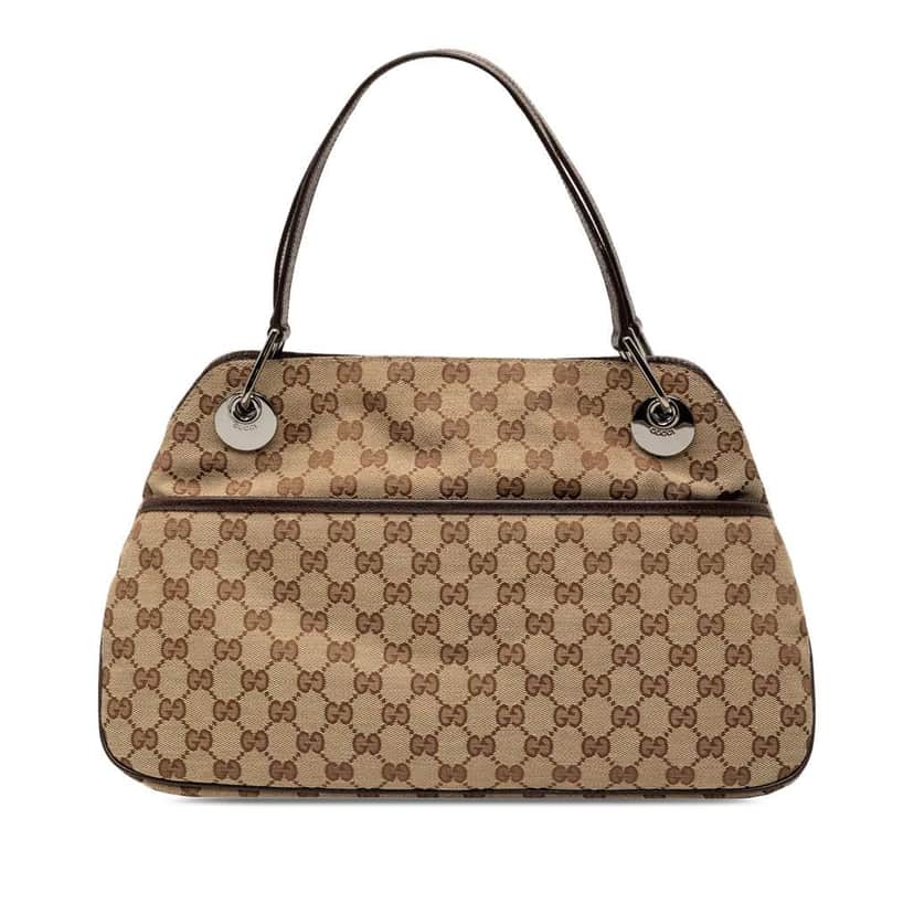 Gucci GG Canvas Eclipse Shoulder Bag Brown Canvas Good condition - Front View